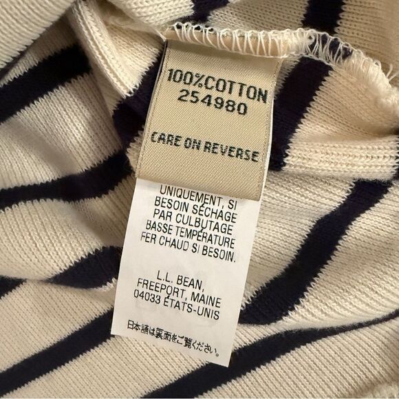 L.L Bean Cream and Navy Striped 3/4 Sleeve Boatneck - Picture 6 of 9